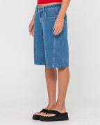 WOMENS LEGLESS LOW RISE DENIM SHORTS
