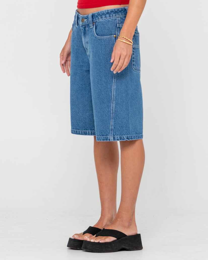 WOMENS LEGLESS LOW RISE DENIM SHORTS