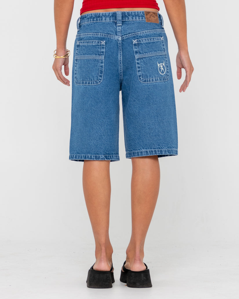WOMENS LEGLESS LOW RISE DENIM SHORTS