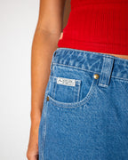 WOMENS LEGLESS LOW RISE DENIM SHORTS