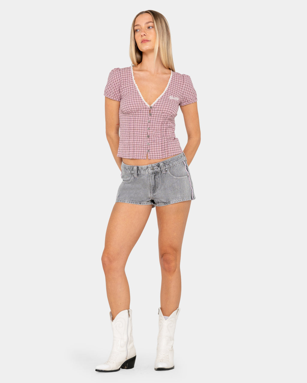 Womens Flip Mommy Low Rise Denim Shorts