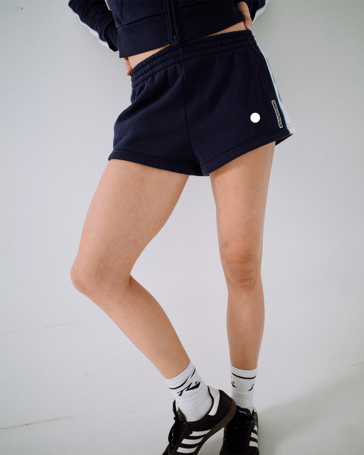 Womens Retro Lines Mini Fleece Elastic Waist Shorts
