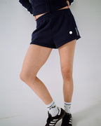Womens Retro Lines Mini Fleece Elastic Waist Shorts