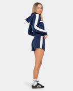 Womens Retro Lines Mini Fleece Elastic Waist Shorts