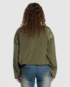 WOMENS STAINED QUARTER ZIP NYLON JACKET