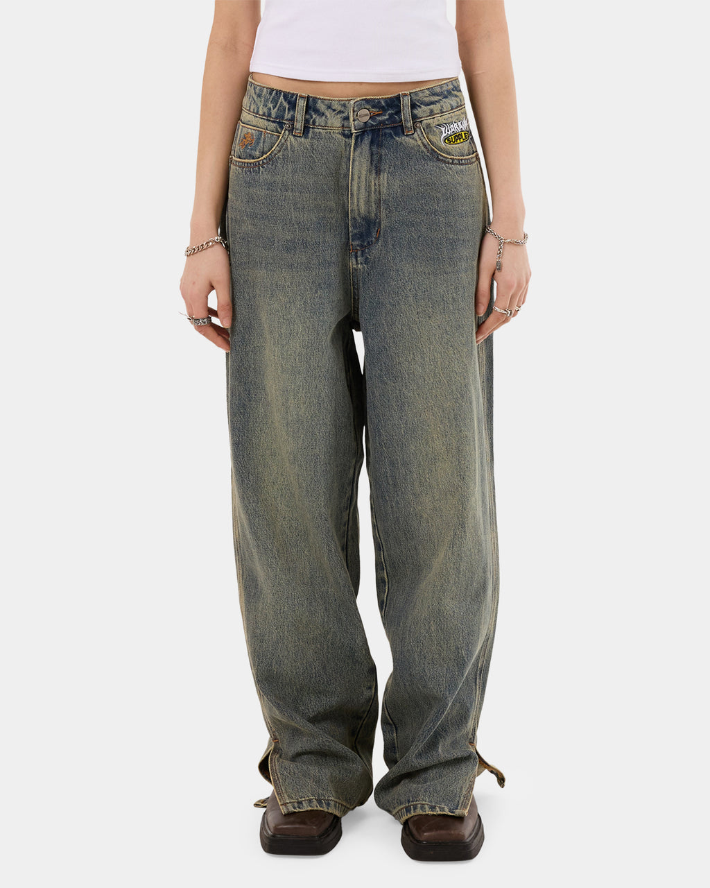 Womens Messenger Big Baggy Denim Jeans