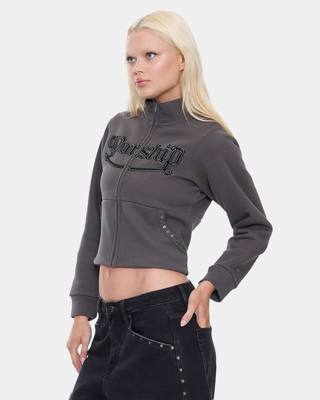 Womens Treasured Y2K Zip Fleece Jacket