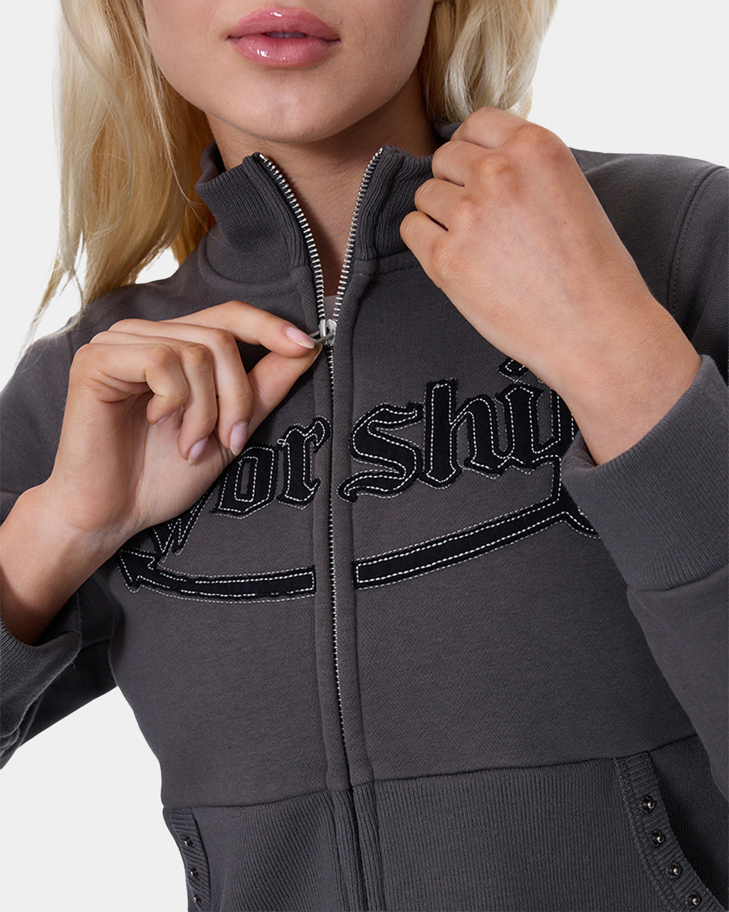 Womens Treasured Y2K Zip Fleece Jacket
