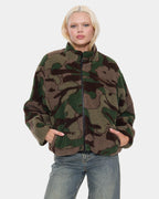 Womens Plain Sight Zip Through Sherpa Fleece Jacket