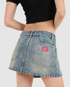 WOMENS VEXED DENIM MINI SKIRT