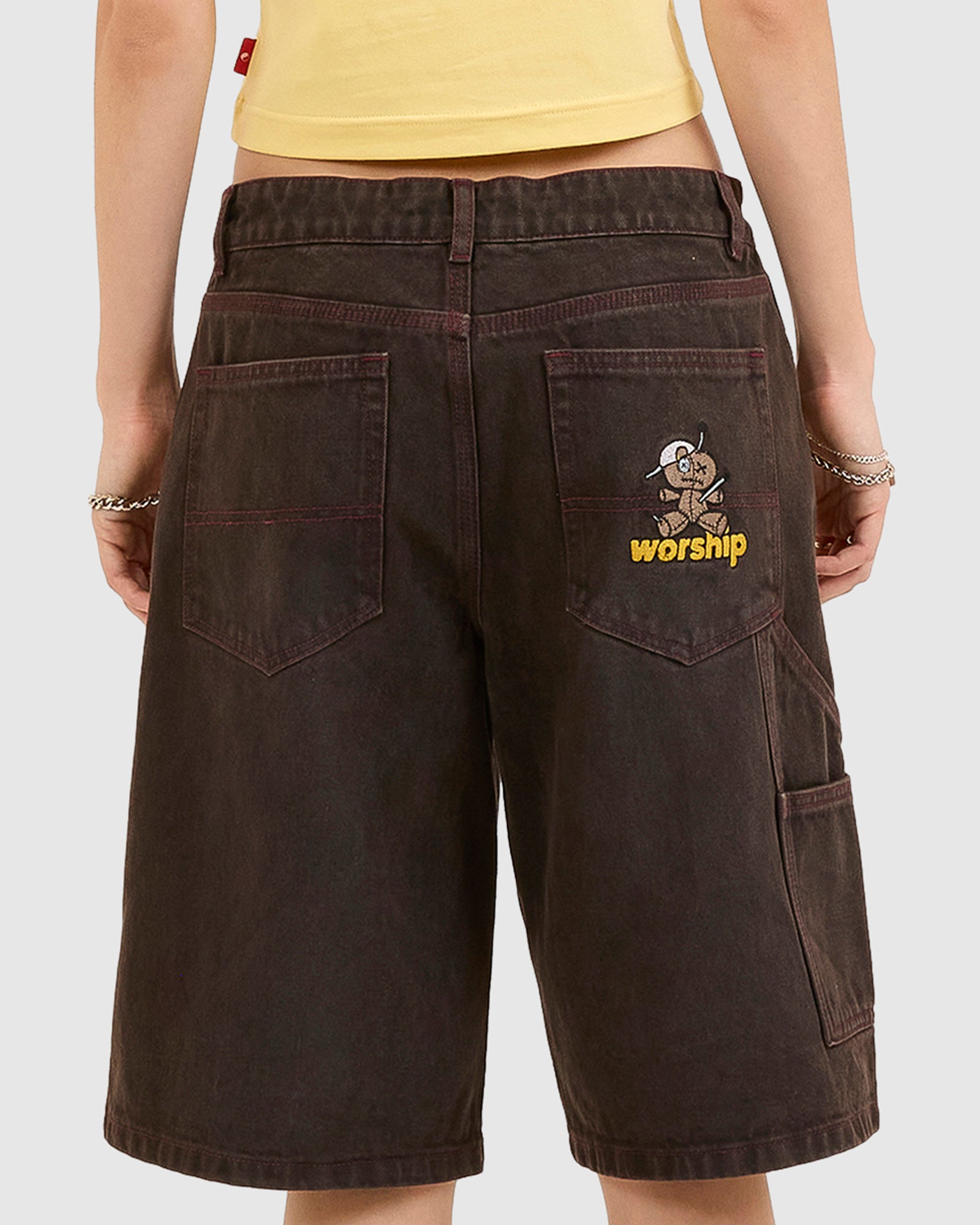 Buy WOMENS DEJAVOODOO BIG BAGGY CARPENTER DENIM SHORTS by Worship