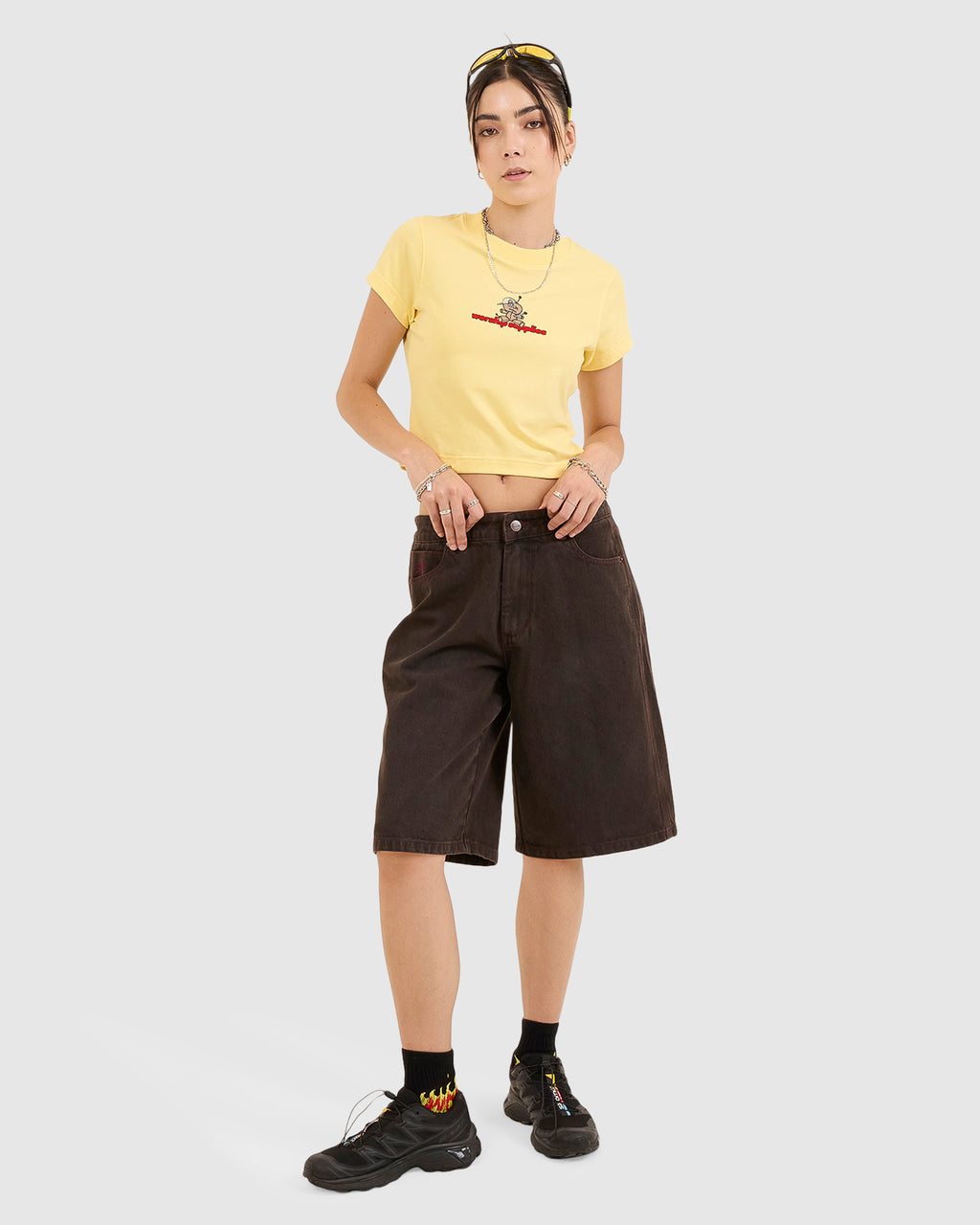 WOMENS DEJAVOODOO BIG BAGGY CARPENTER DENIM SHORTS