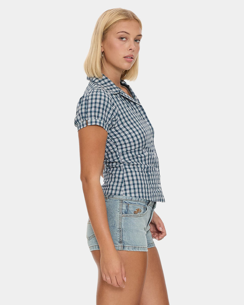 Womens Checkmate Baby Short Sleeve Shirt