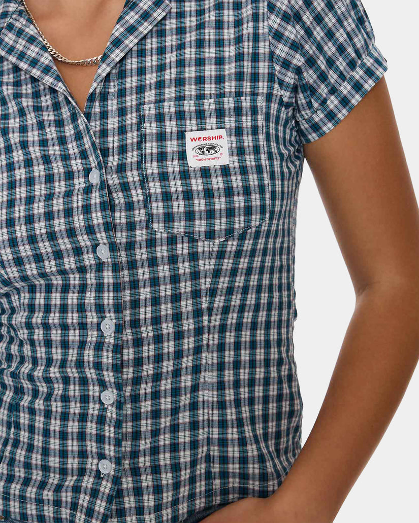 Womens Checkmate Baby Short Sleeve Shirt