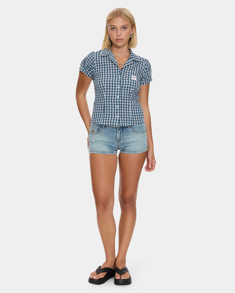 Womens Checkmate Baby Short Sleeve Shirt