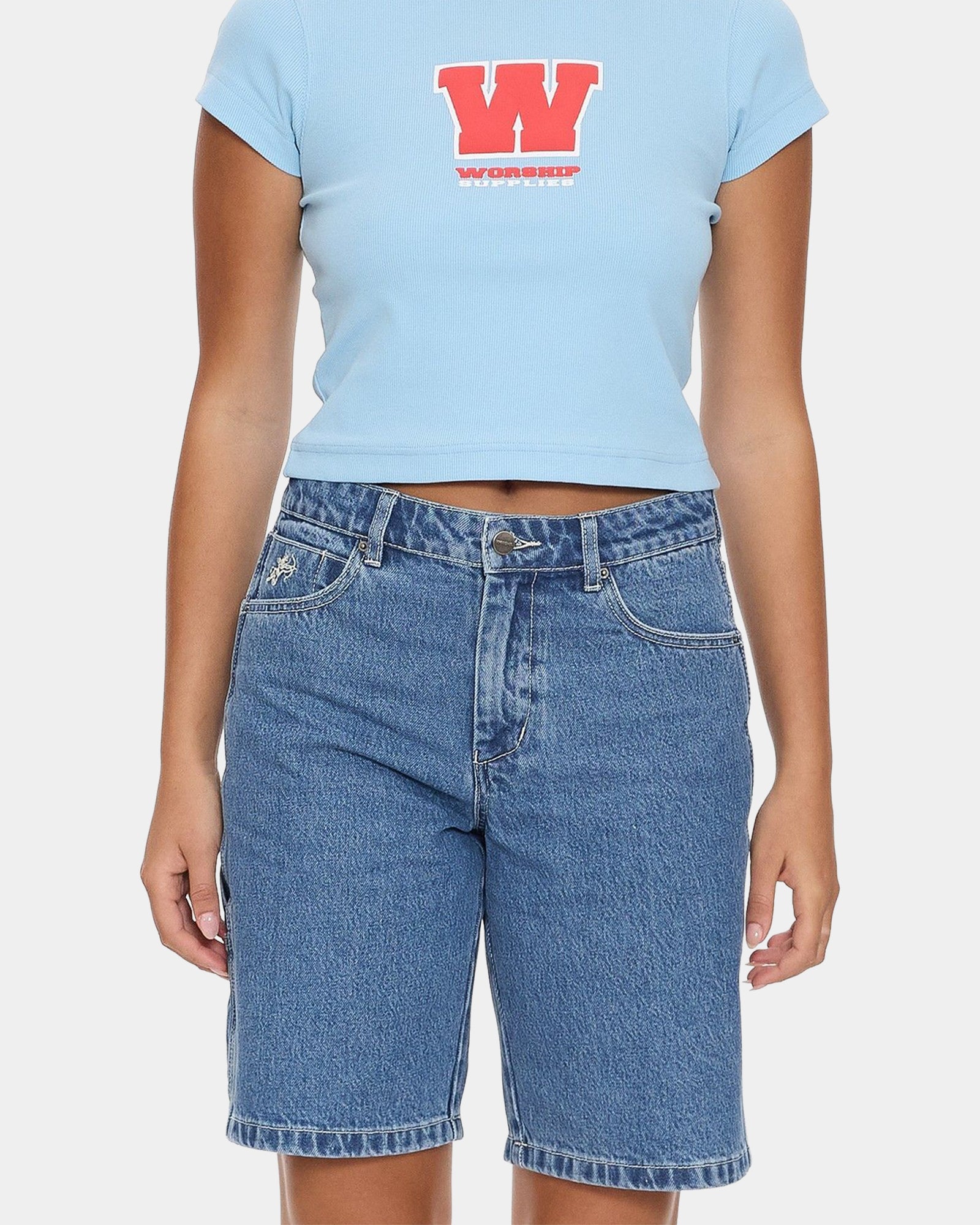 Womens Belter Carpenter Denim Shorts Womens Belter Carpenter Denim Shorts