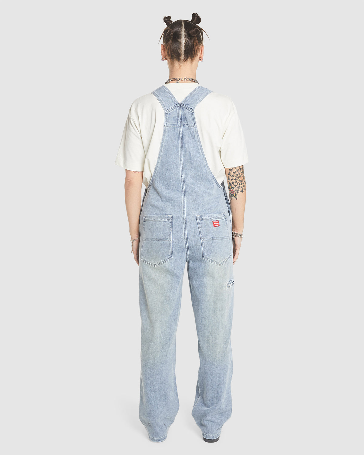 WOMENS DOUBLE KNEE DENIM JUMPSUIT OVERALLS