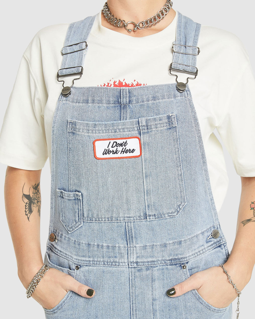 WOMENS DOUBLE KNEE DENIM JUMPSUIT OVERALLS