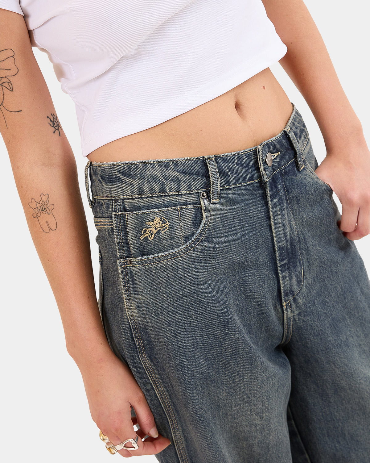 Womens Crux Big Baggy Denim Jeans