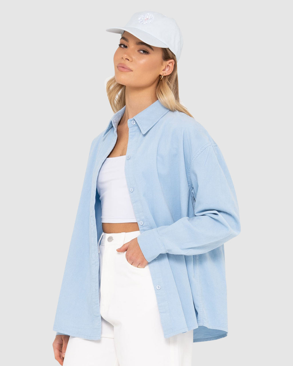 WOMENS LANA MINI CORD LONG SLEEVE SHIRT