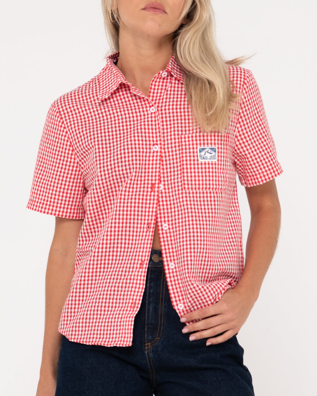 WOMENS CHECKED OUT SHORT SLEEVE SHIRT