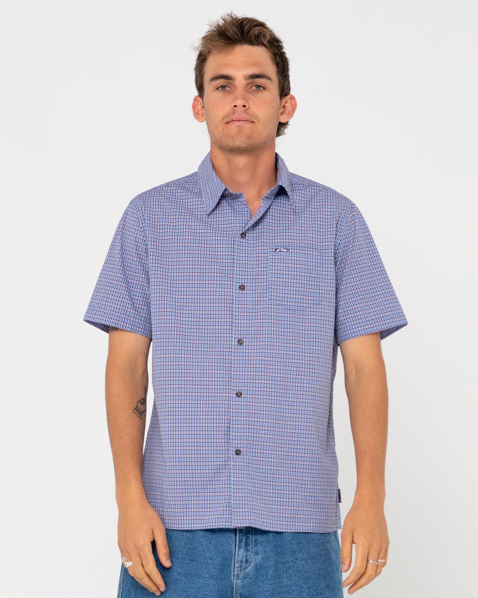 MENS DATSUN CHECK SHORT SLEEVE SHIRT