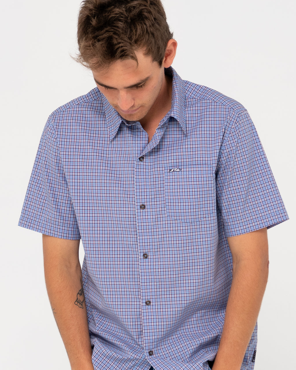 MENS DATSUN CHECK SHORT SLEEVE SHIRT