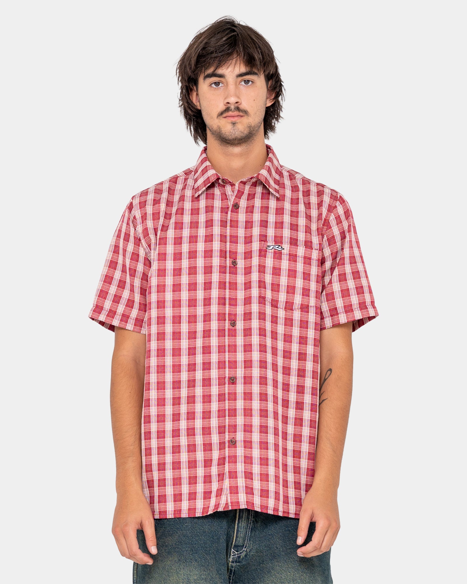 Mens Datsun Check Short Sleeve Shirt