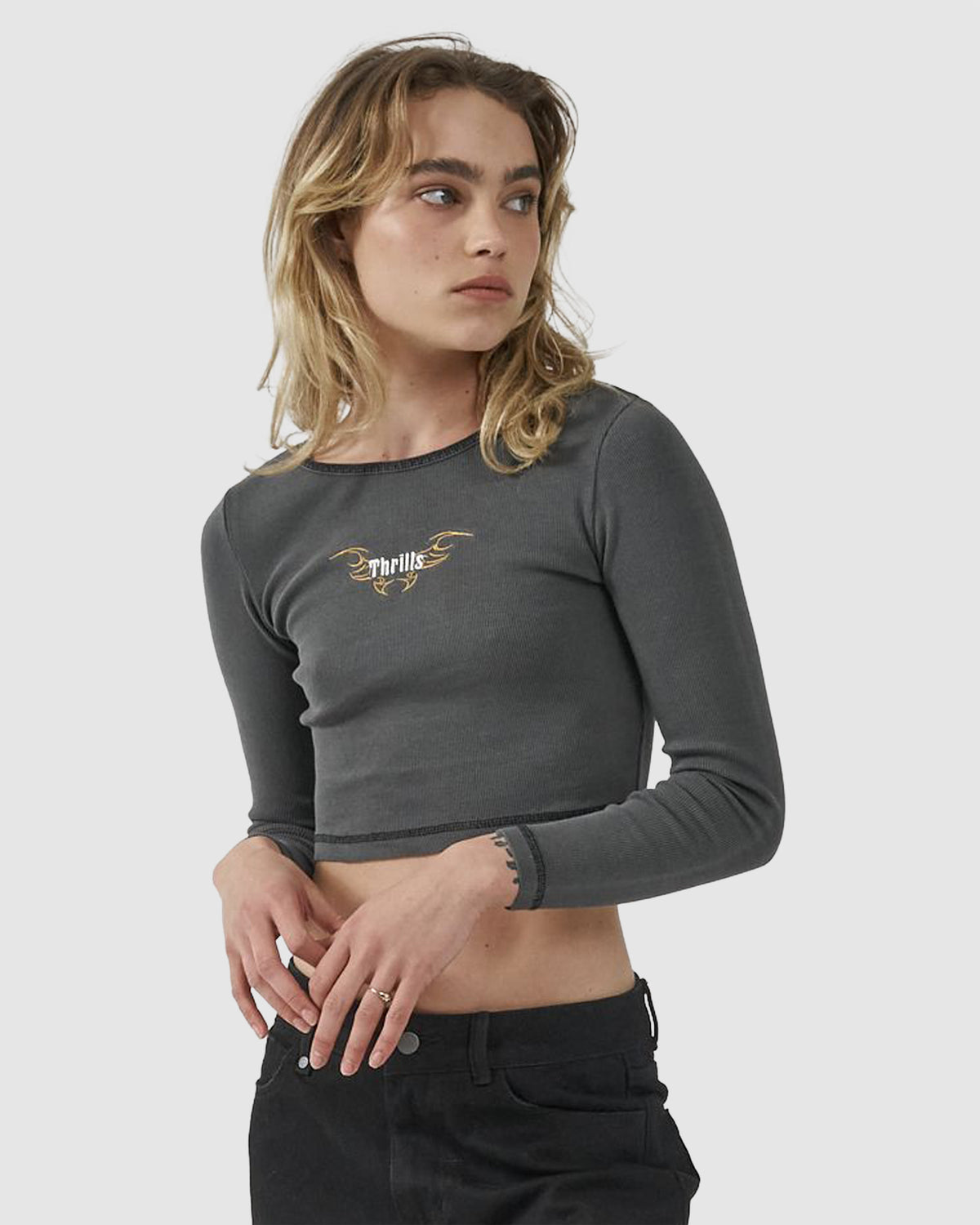 WOMENS THRILLS GOLDEN WINGS LONG SLEEVE BABY T-SHIRT