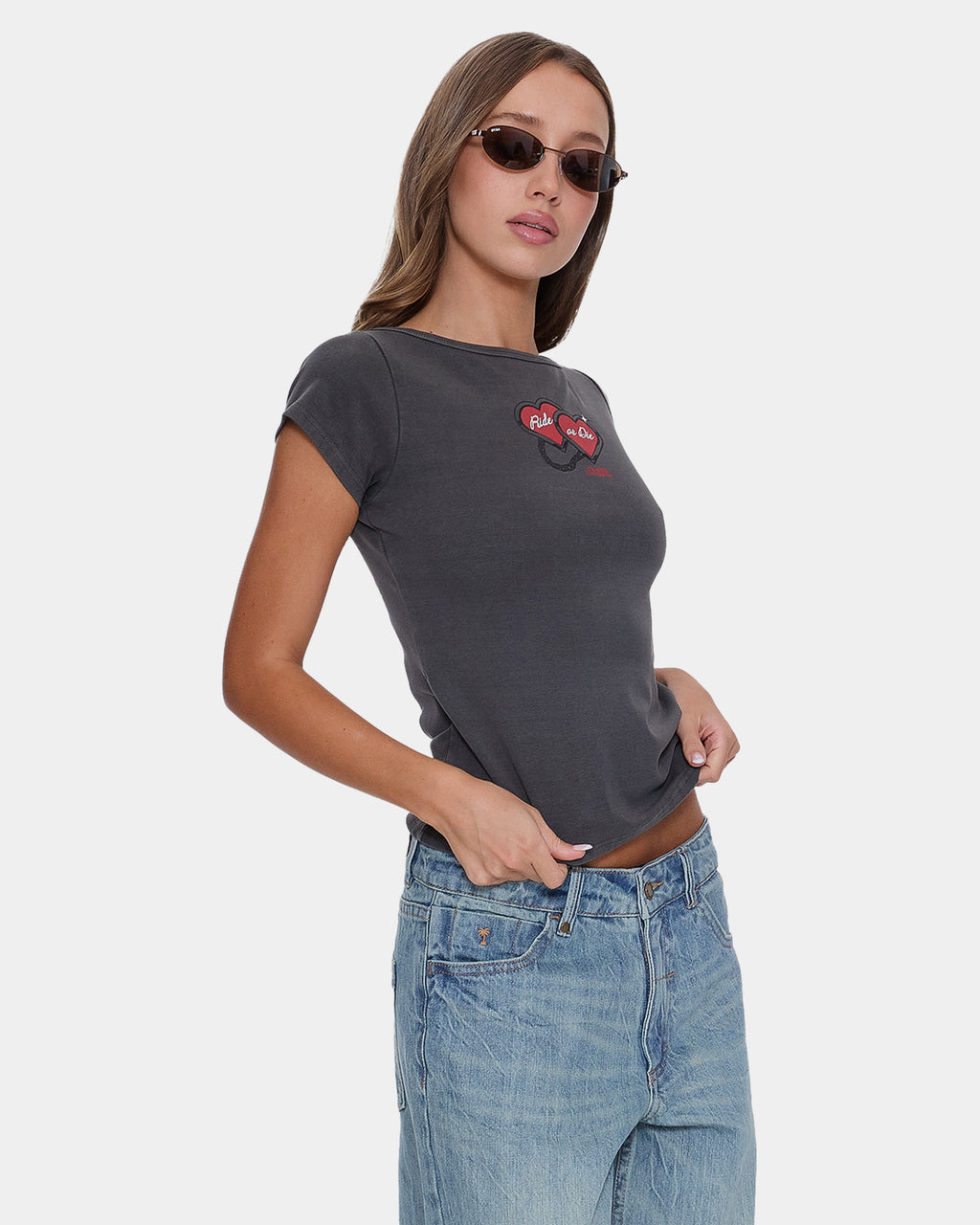 Womens Ride Or Die Boat Neck T-Shirt