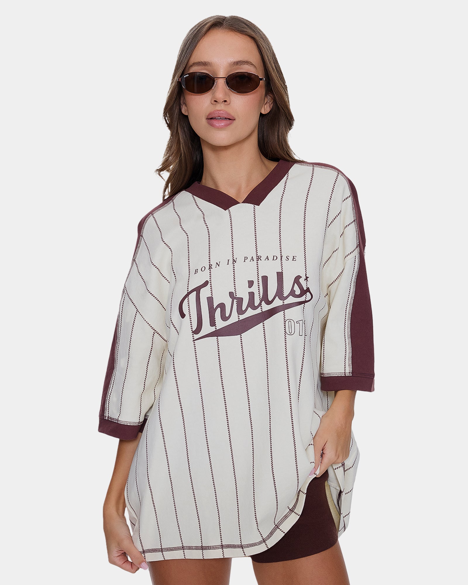 Womens Baseline Stripe V T-Shirt