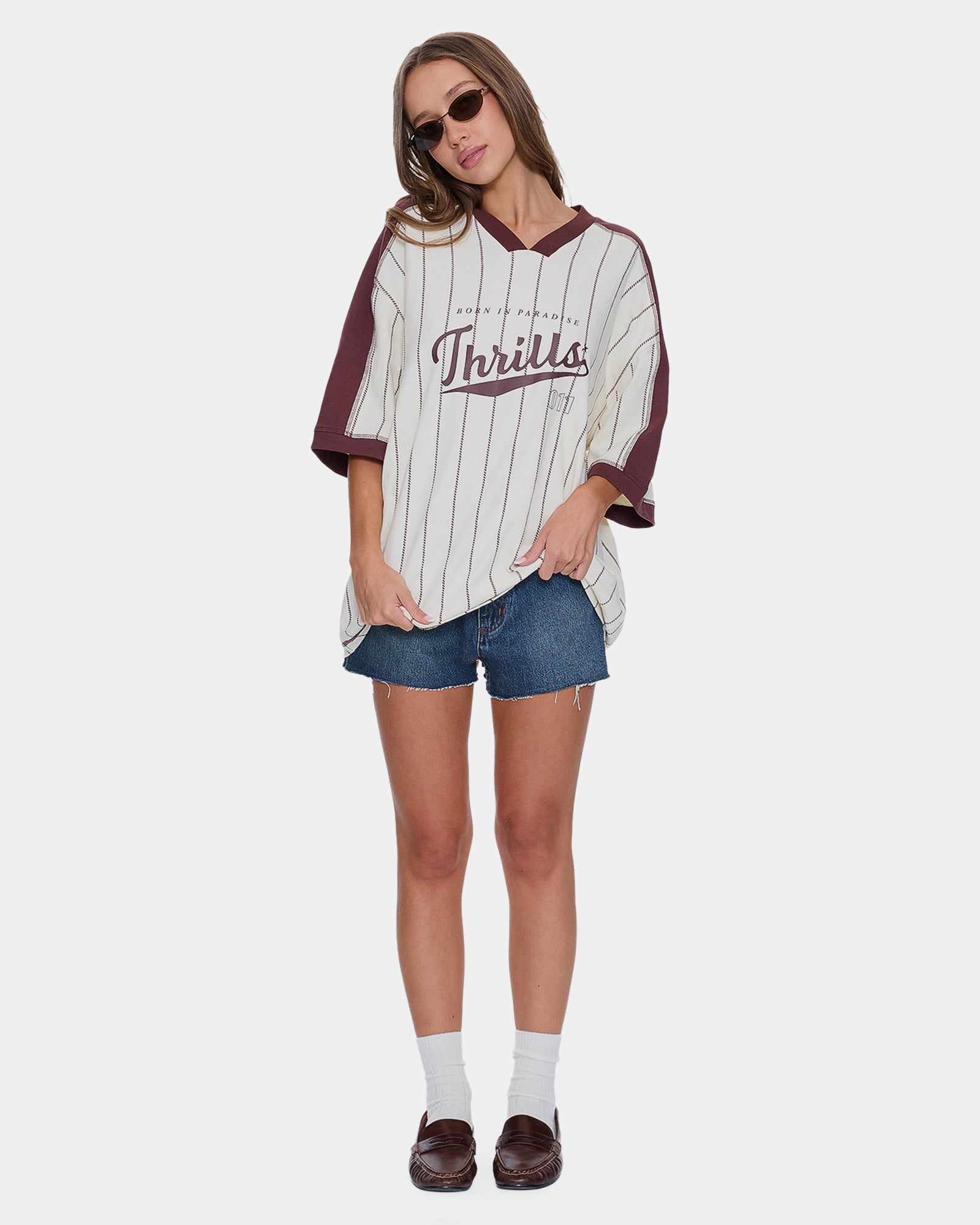 Womens Baseline Stripe V T-Shirt