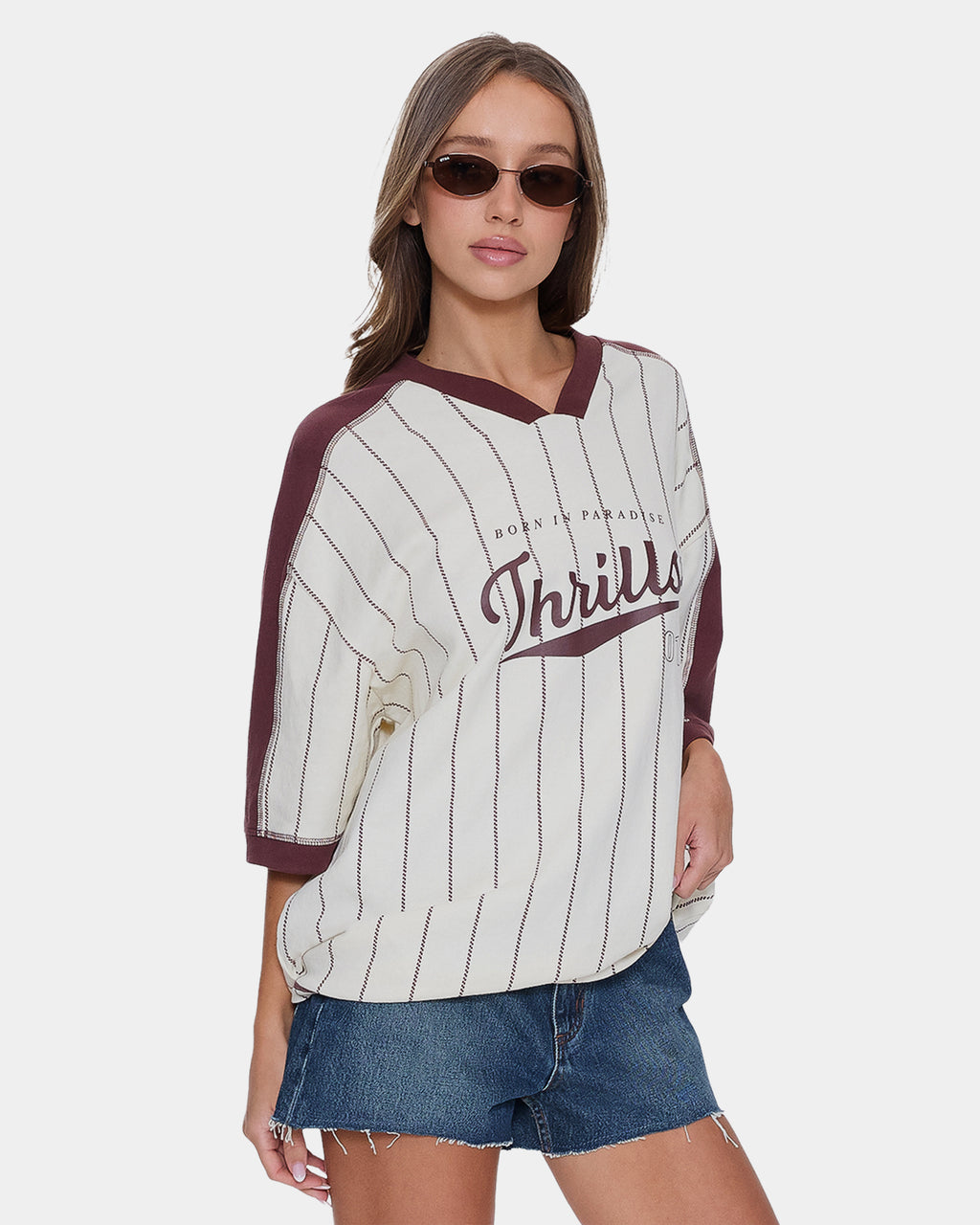 Womens Baseline Stripe V T-Shirt