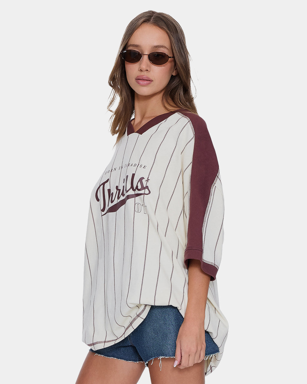 Womens Baseline Stripe V T-Shirt