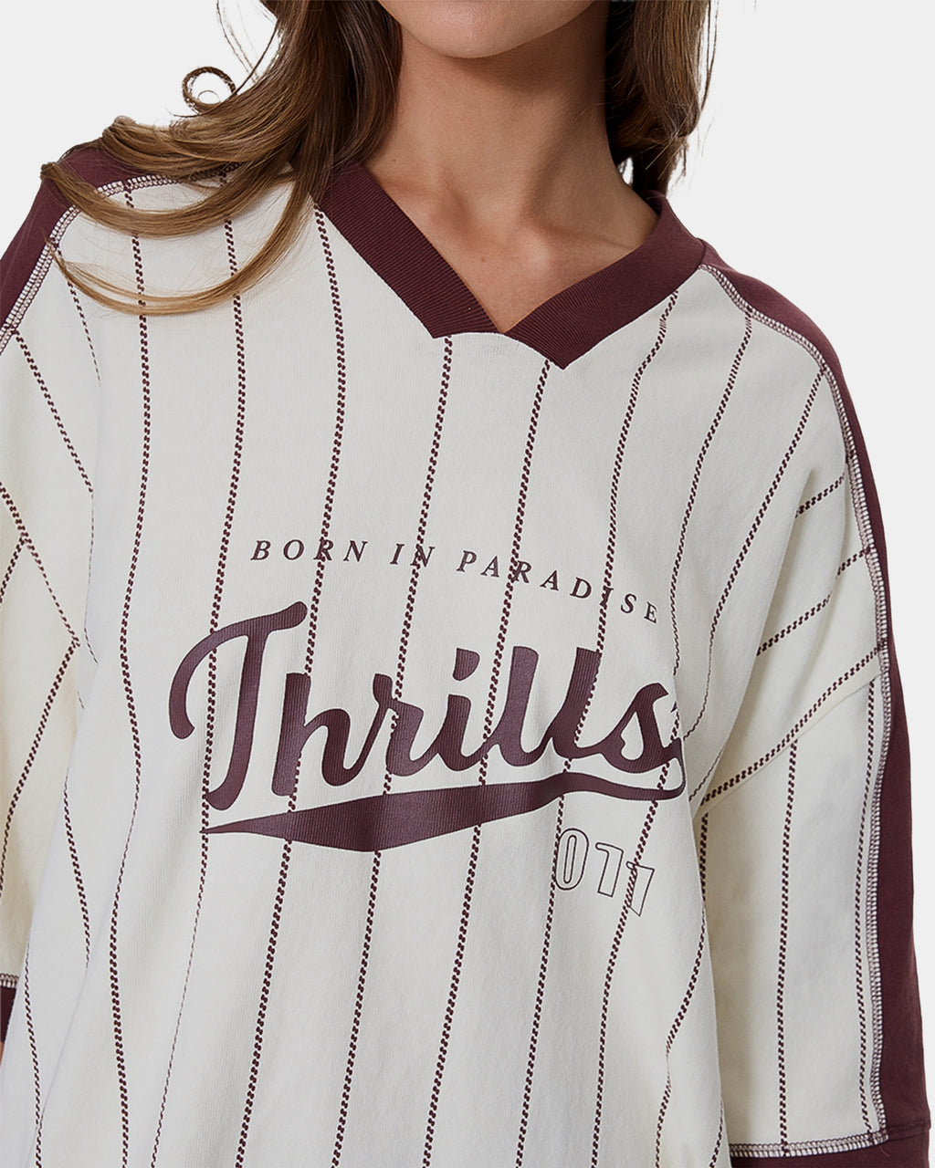 Womens Baseline Stripe V T-Shirt