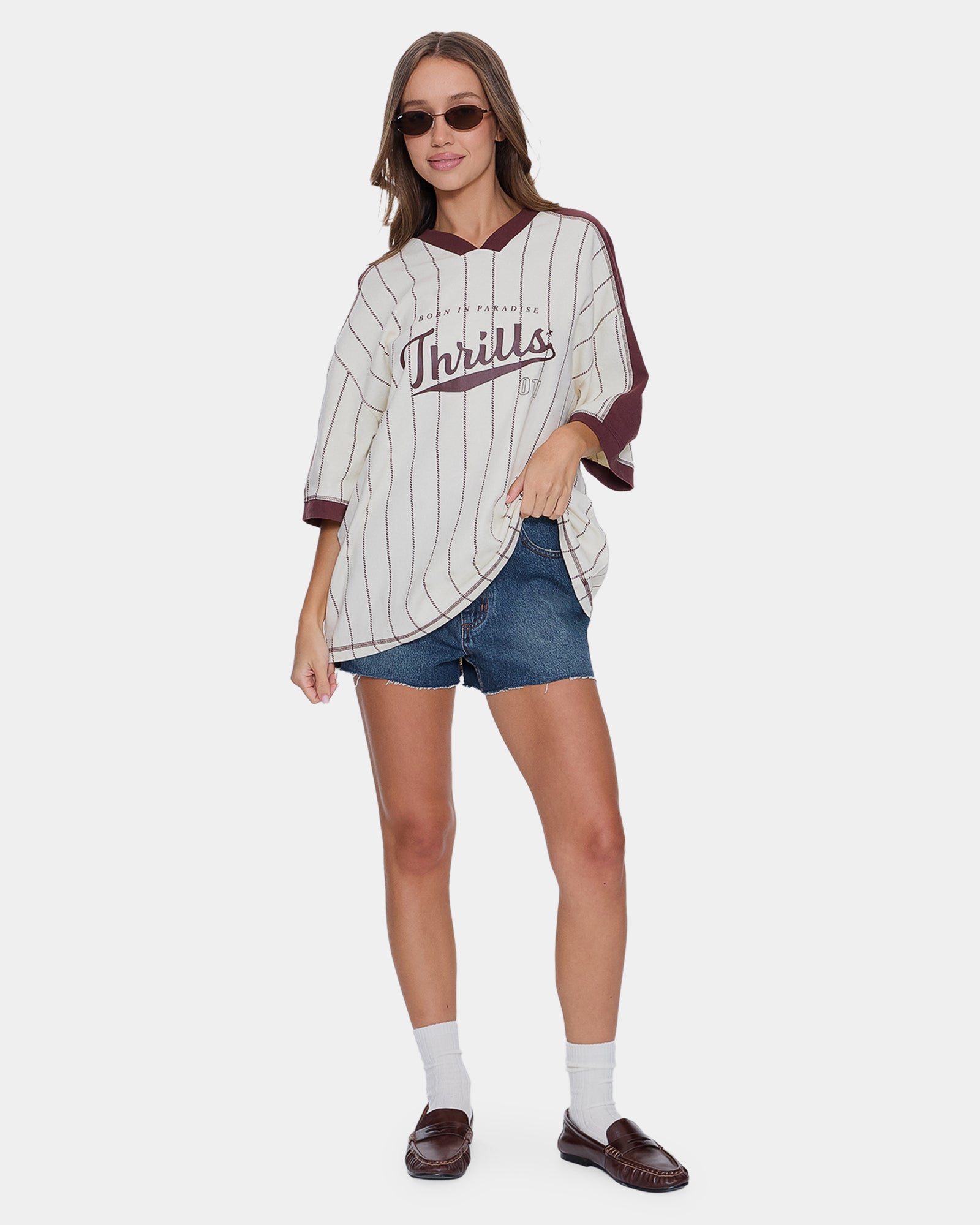 Womens Baseline Stripe V T-Shirt