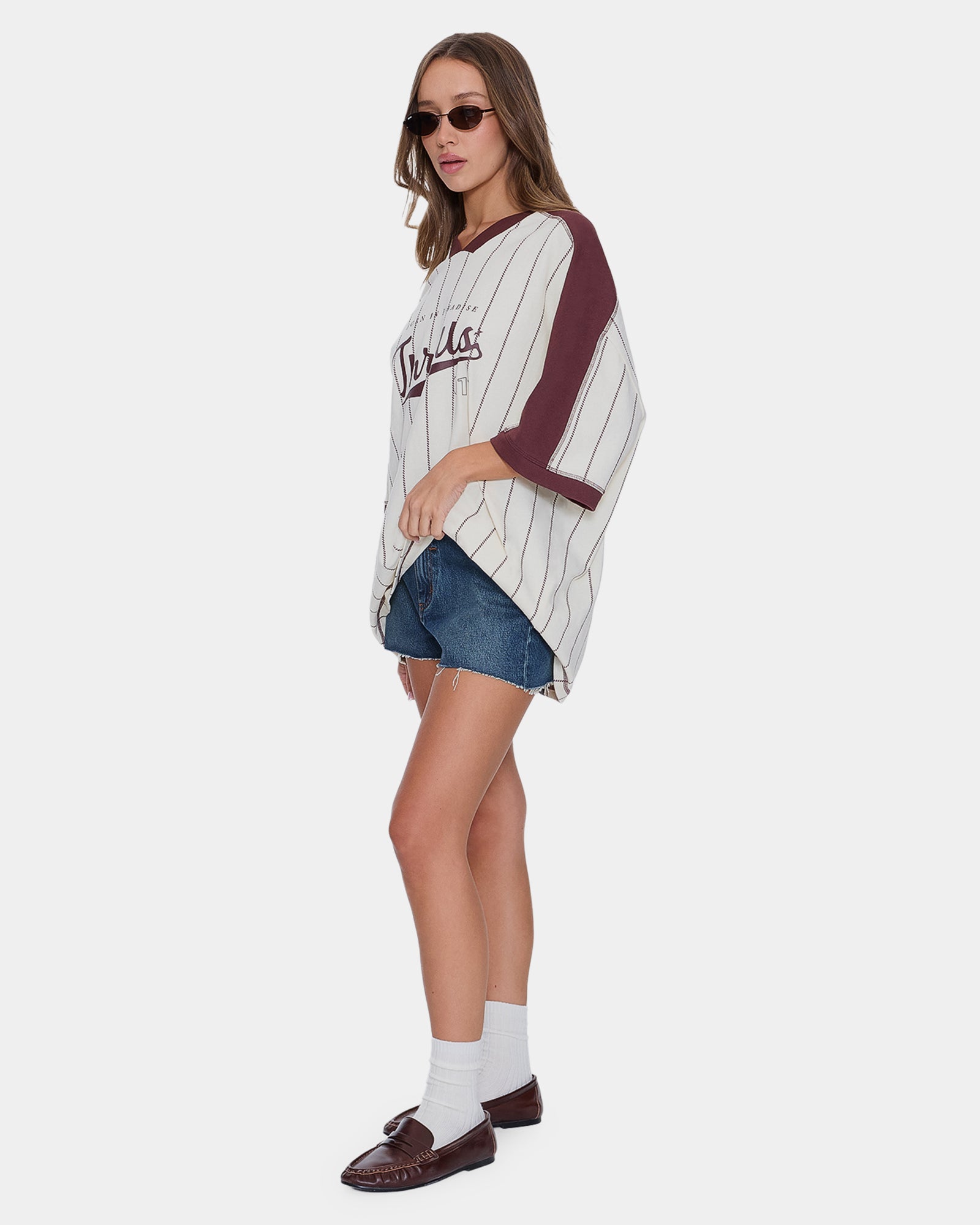 Womens Baseline Stripe V T-Shirt