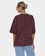 Womens Game Day Stripe V T-Shirt