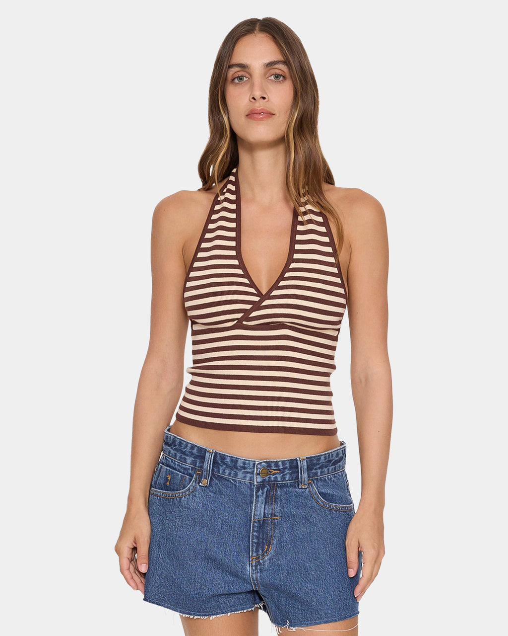 Womens Dayna Knit Halter Tank Top