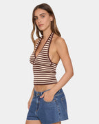 Womens Dayna Knit Halter Tank Top