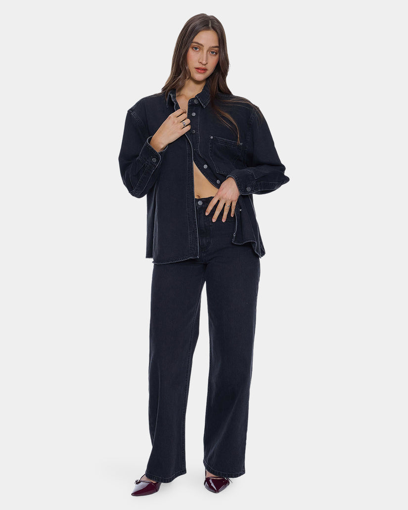 Womens Melina Oversized Denim Long Sleeve Shirt