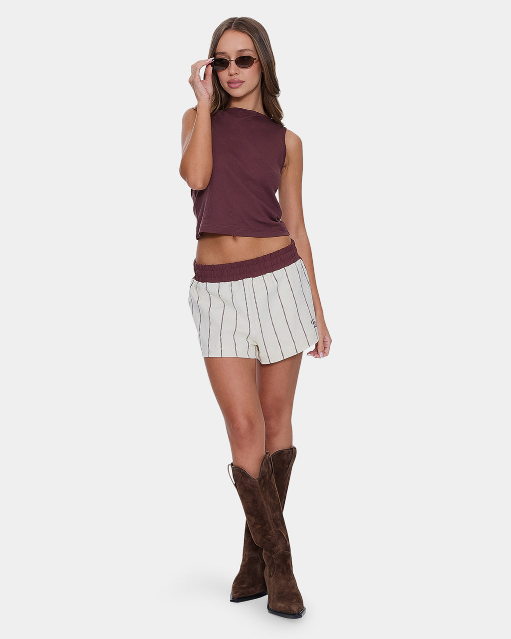 Womens Baseline Stripe Elastic Waist Shorts
