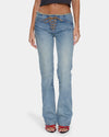 Womens Cammie Low Rise Lace Up Denim Jeans