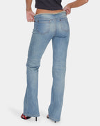Womens Cammie Low Rise Lace Up Denim Jeans