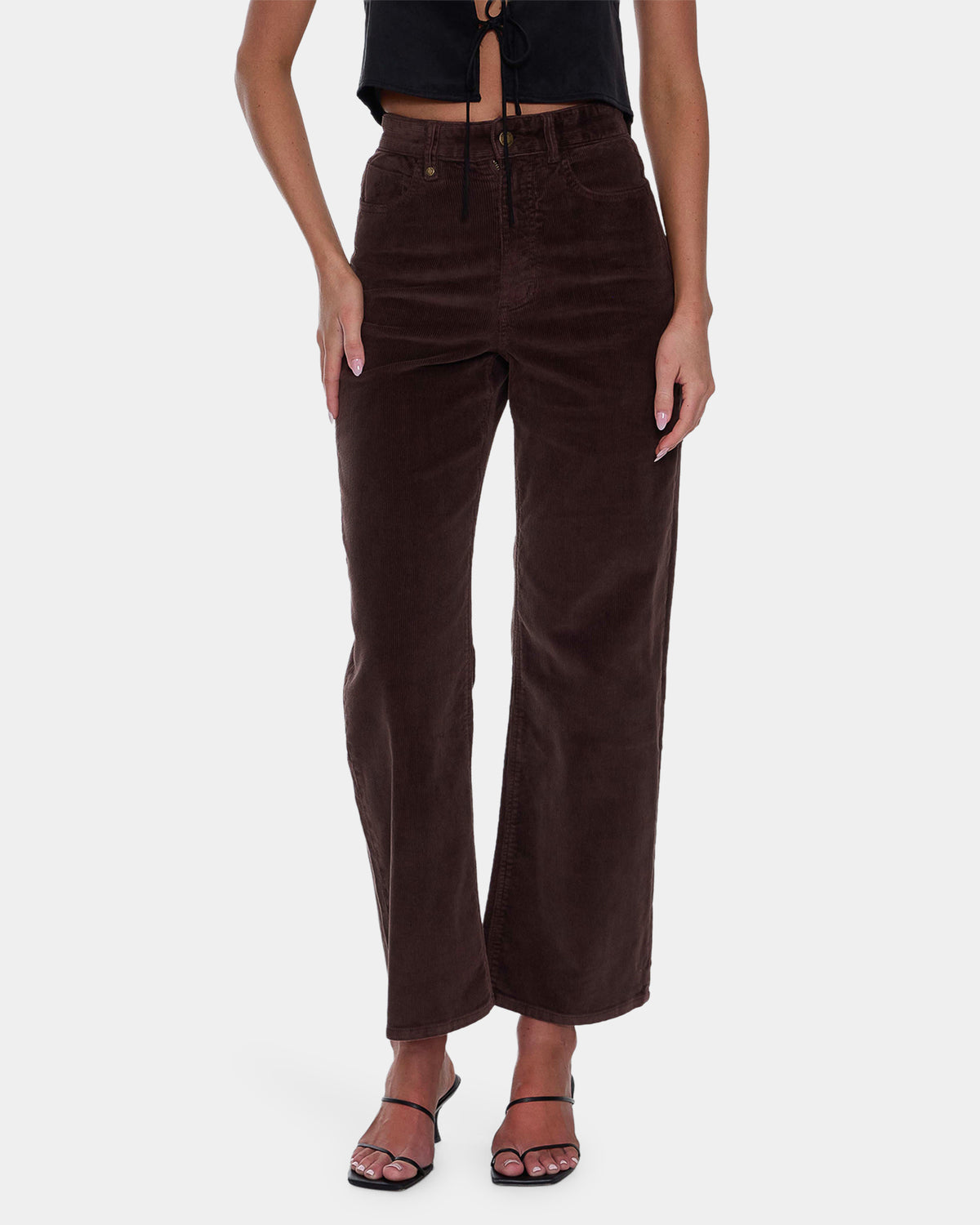 Womens Holly High Rise Stretch Wide Cord Pants