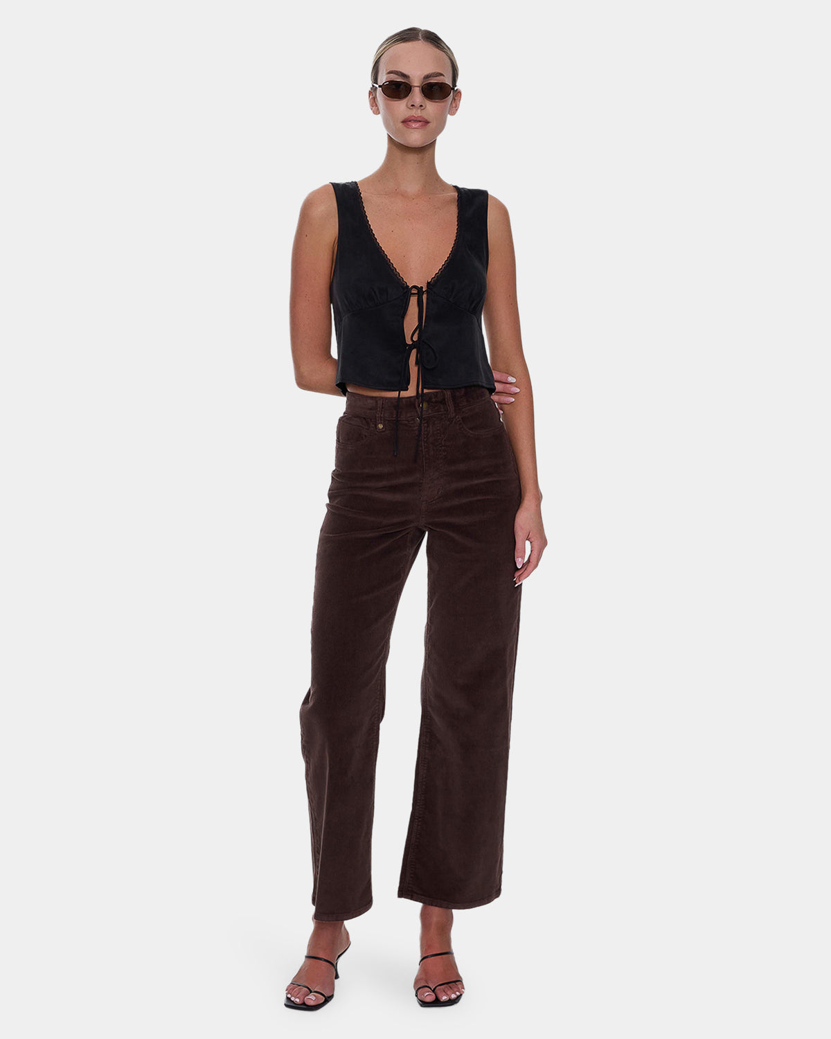 Womens Holly High Rise Stretch Wide Cord Pants