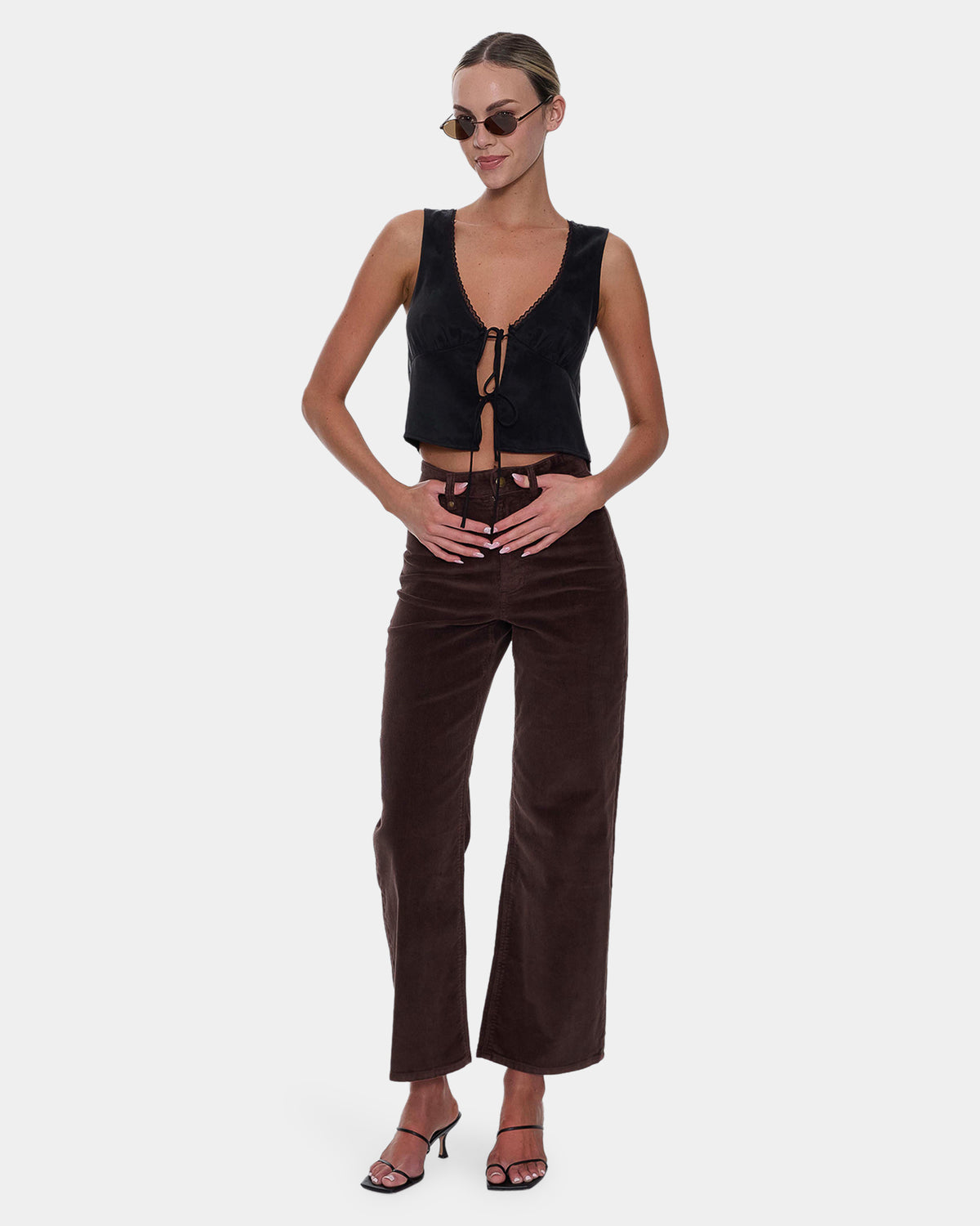 Womens Holly High Rise Stretch Wide Cord Pants