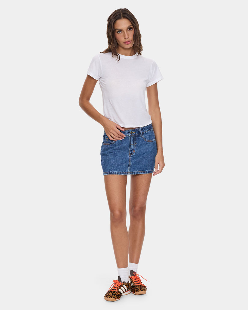 Womens Carmen Mid Rise Micro Denim Skirt
