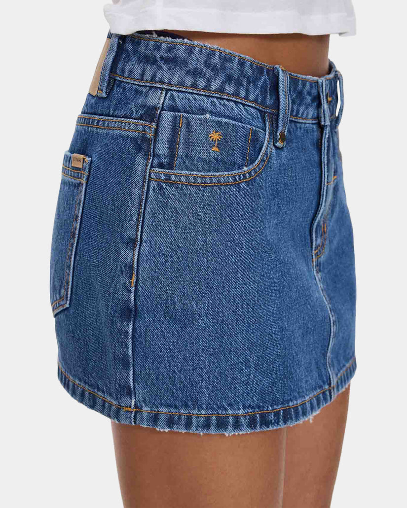 Womens Carmen Mid Rise Micro Denim Skirt