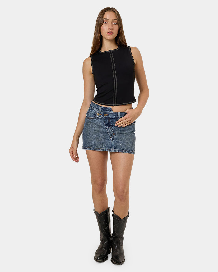 Womens Kai Wrap Denim Skirt